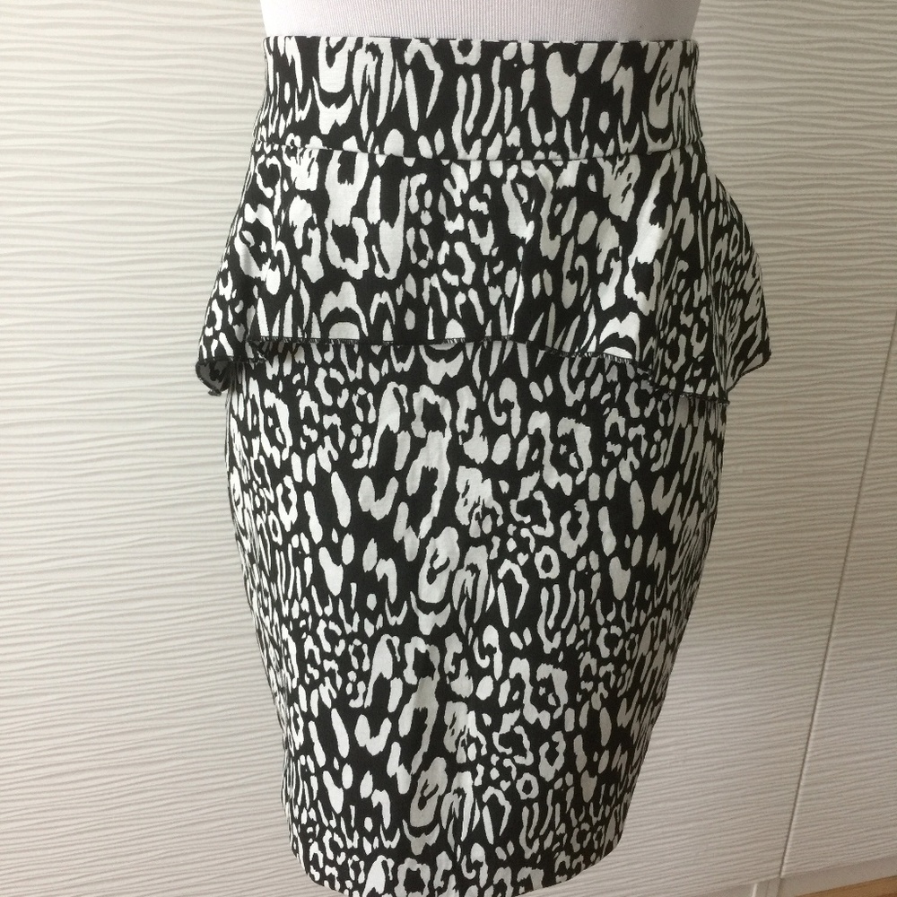 Bebe Leopard Peplum Pencil Skirt